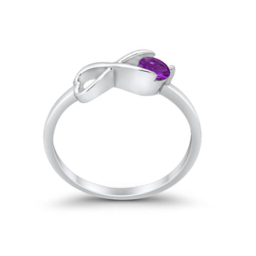 Petite Dainty Infinity Promise Wedding Ring Simulated Amethyst CZ 925 Sterling Silver